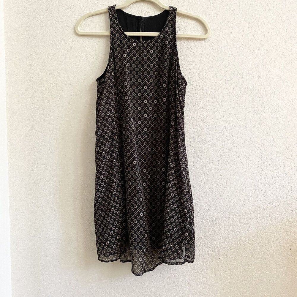 Abercrombie‎ & Fitch Sleeveless Lined Floral Black White Swing Dress Size XS